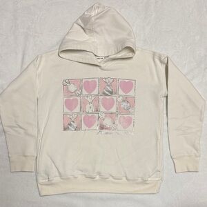 Abercrombie Kids Cream Hoodie with Pink Heart Graphic